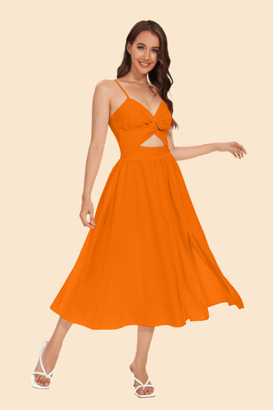 Damen Zweiteiler Ensemble mit elegantem knotenfreier Bluse und fließendem Rock mit Schlitz EB