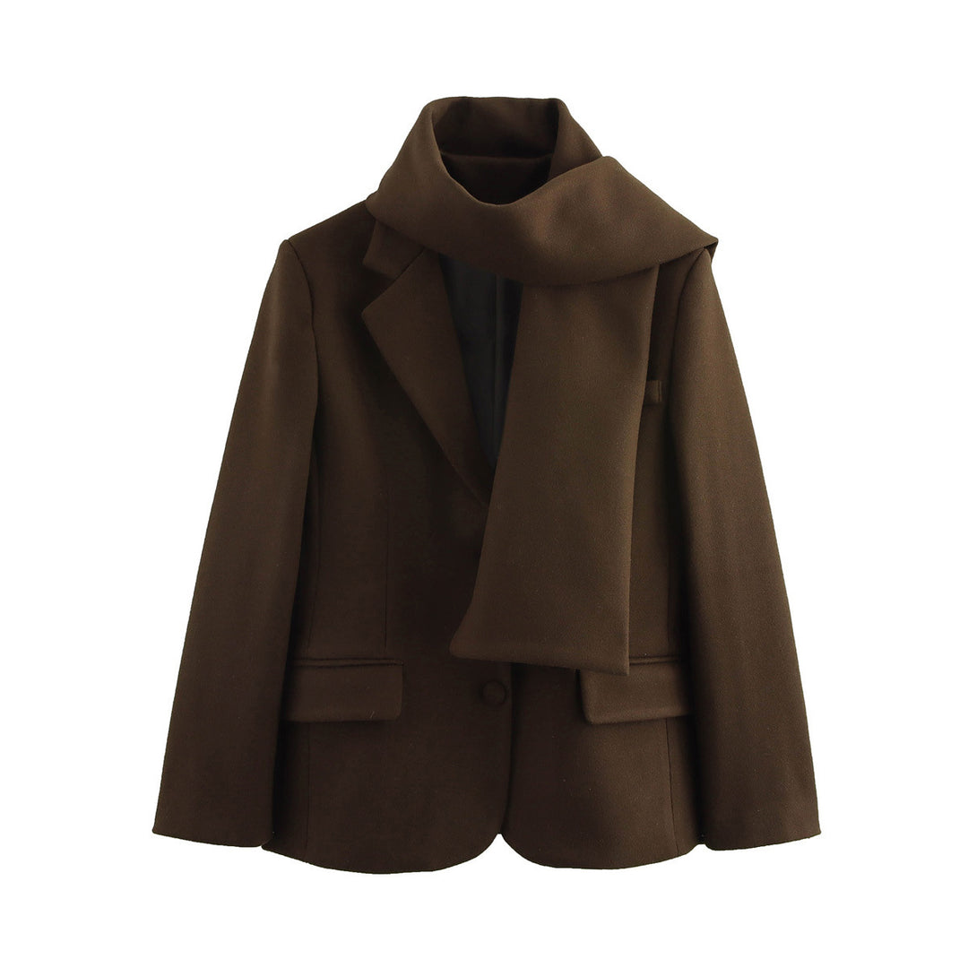 Damen eleganter Wintermantel mit schickem Kragen und passendem Schal EB