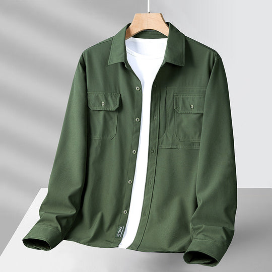 Herren nan strukturiertes Overshirt aus atmungsaktivem Ripstop mit zwei Klappbrusttaschen EB