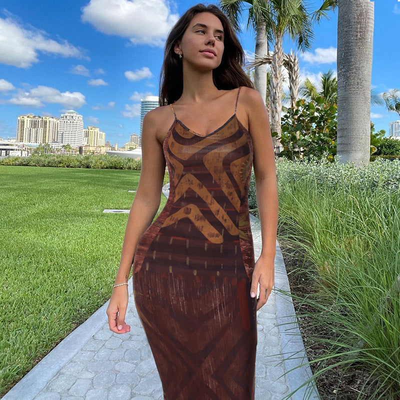 Damen Lässiges Maxikleid mit raffiniertem Grafikmuster EB
