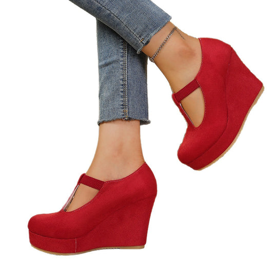 Damen Wedge-Pantoletten mit modischem T-Design EB