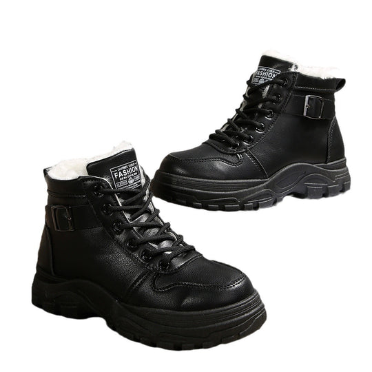 Damen  gefütterte Plateau-Sneaker-Stiefelette mit Kunstfellkragen und profilierter Outdoor-Sohle EB