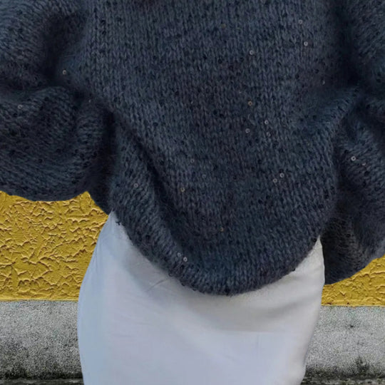 Damen Glitzernder Strickpullover mit weitem Schnitt und eleganten Akzenten EB