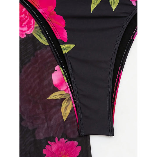 Damen Badeanzug-Set mit elegantem Wickelrock EB