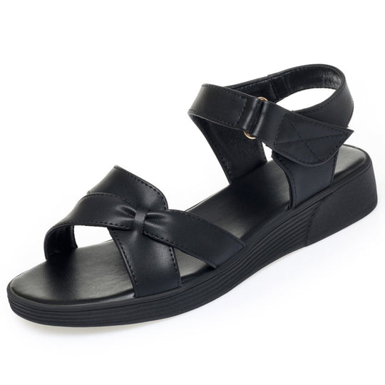 Damen Komfortable Riemchen-Sandalen mit verstellbarem Verschluss und eleganter Schleife EB