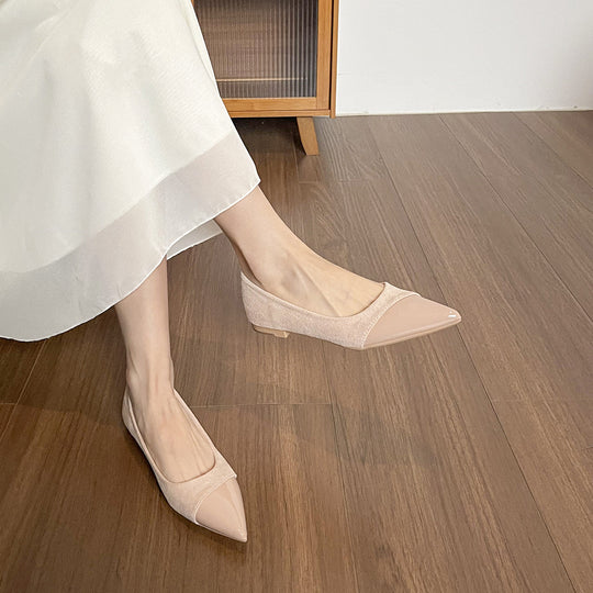 Damen spitze Ballerinas mit elegantem Veloursleder und glänzender Lackeinfassung EB