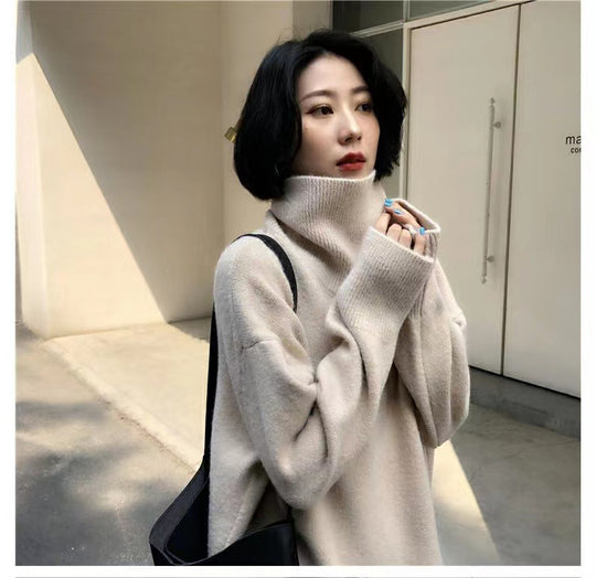Damen Oversized Rollkragenpullover aus weichem Material EB
