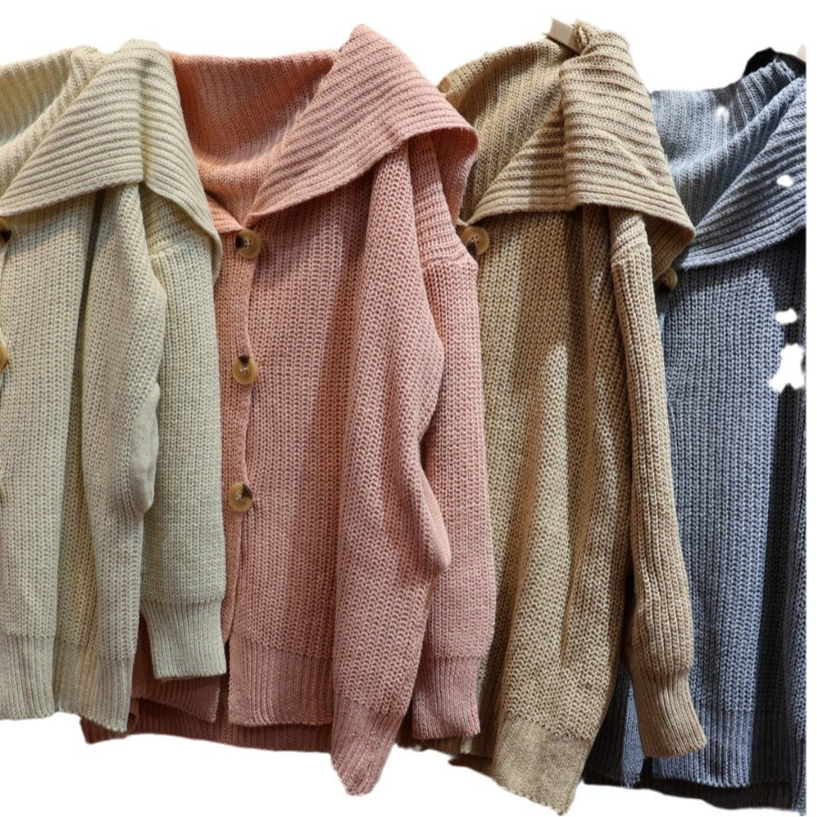 Damen Strickjacke mit Kapuze und großen Taschen EB