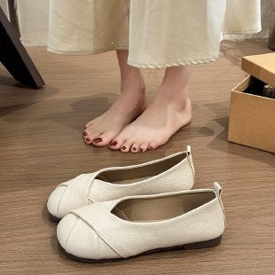 Damen Ballerinas mit hochwertiger Lederoberfläche und elegantem Querriemen EB