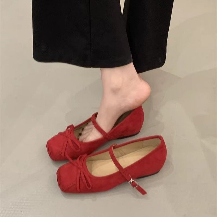 Damen elegante Ballerinas mit dekorativen Schleifen und komfortablem Riemchen EB