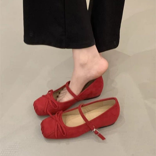 Damen elegante Ballerinas mit dekorativen Schleifen und komfortablem Riemchen EB