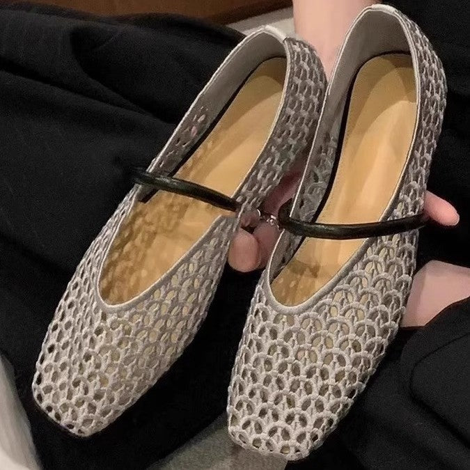 Damen Elegante und atmungsaktive Ballerinas mit modischem Netzdesign EB