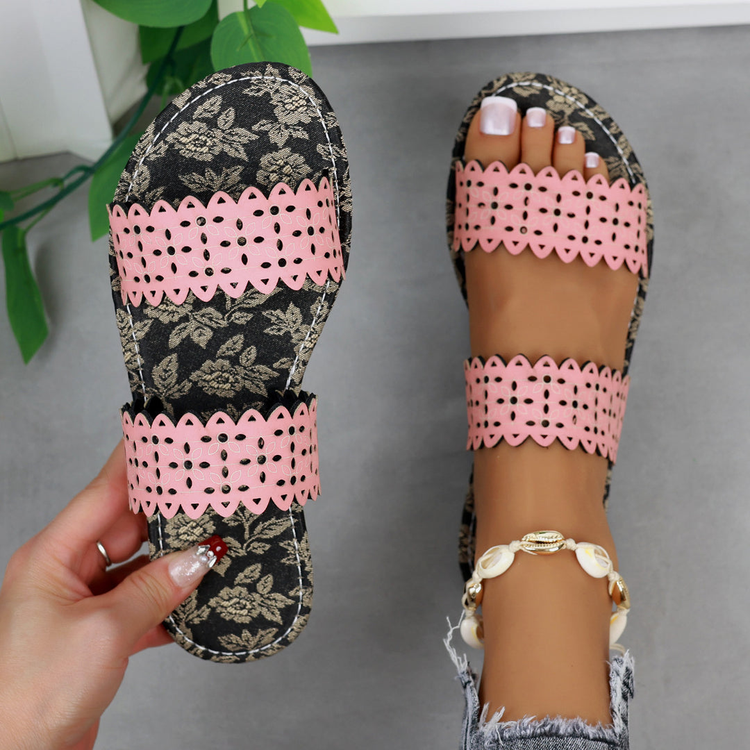 Damen Komfortable Slides mit modischen Cut-Out-Riemen EB