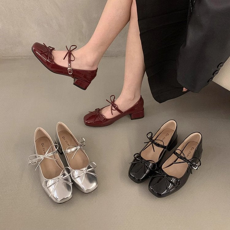 Damen elegante und bequeme Ballerinas mit dekorativem Schleifendetail EB