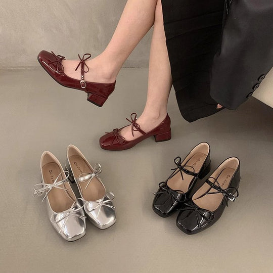 Damen elegante und bequeme Ballerinas mit dekorativem Schleifendetail EB
