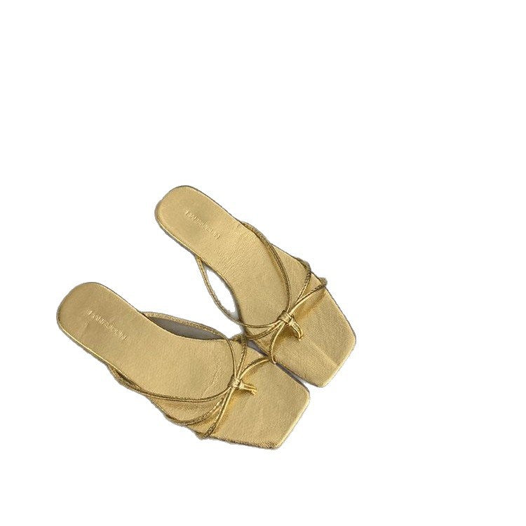 Damen elegante Riemchen-Sandalen mit flachem Absatz EB