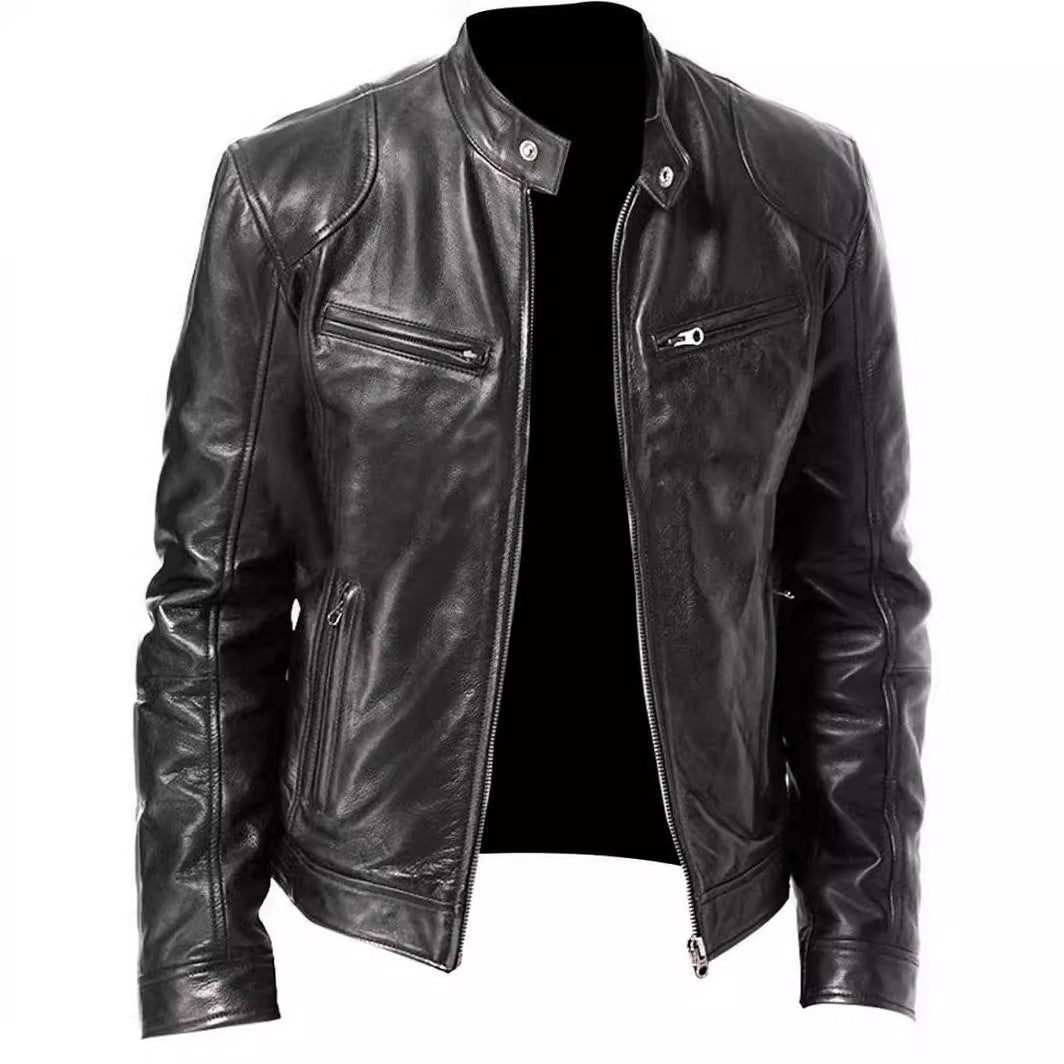 Herren Bikerlederjacke mit asymmetrischem Reißverschluss