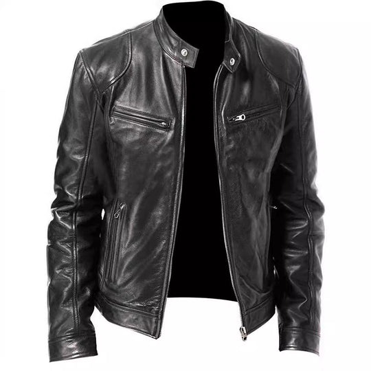 Herren Bikerlederjacke mit asymmetrischem Reißverschluss