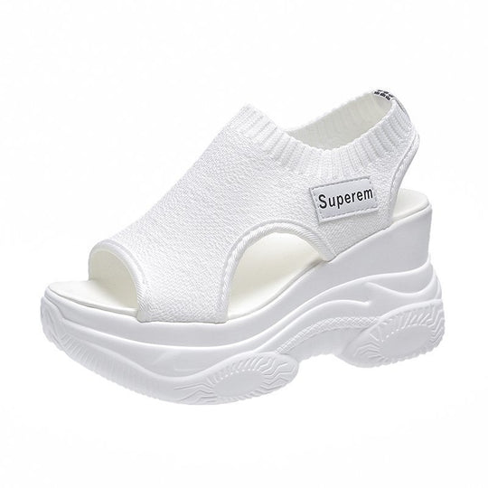 Damen nan Plateau-Sandalen mit elastischem Strickschaft und sportlicher Profilsohle EB