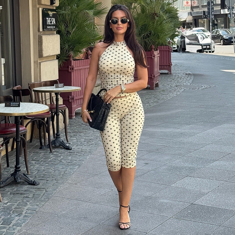 Damen Sportlicher Bodysuit mit modischem Polka-Dot-Muster EB