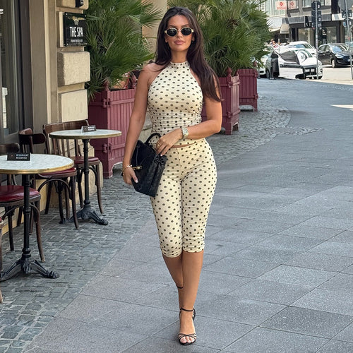 Damen Sportlicher Bodysuit mit modischem Polka-Dot-Muster EB