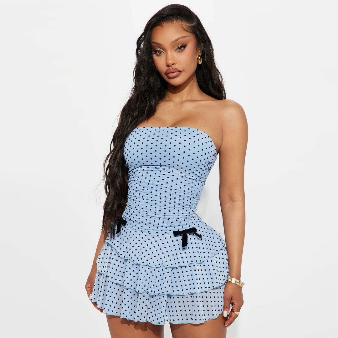 Damen Verspieltes Minikleid mit Rüschen und offenen Trägern EB