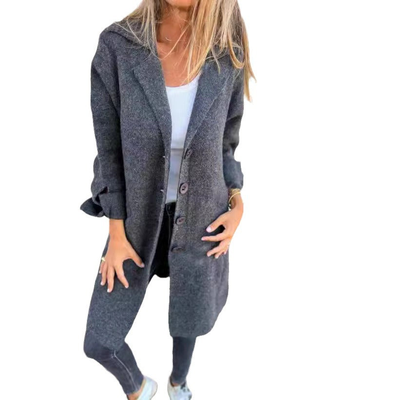 Damen eleganter Wollmantel mit praktischen Taschen EB