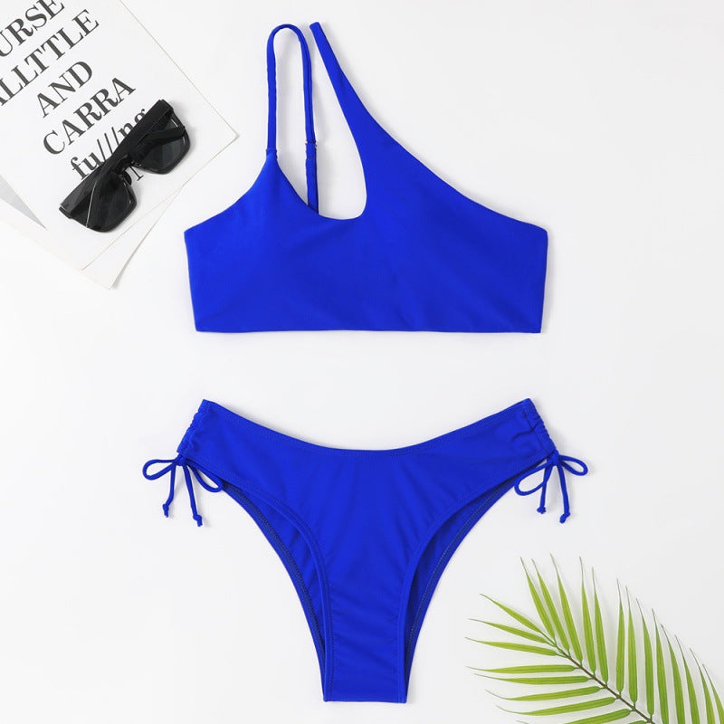 Damen Sportlicher Bikini mit asymmetrischem Oberteil und verstellbaren Trägern EB