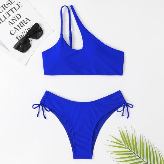 Damen Sportlicher Bikini mit asymmetrischem Oberteil und verstellbaren Trägern EB