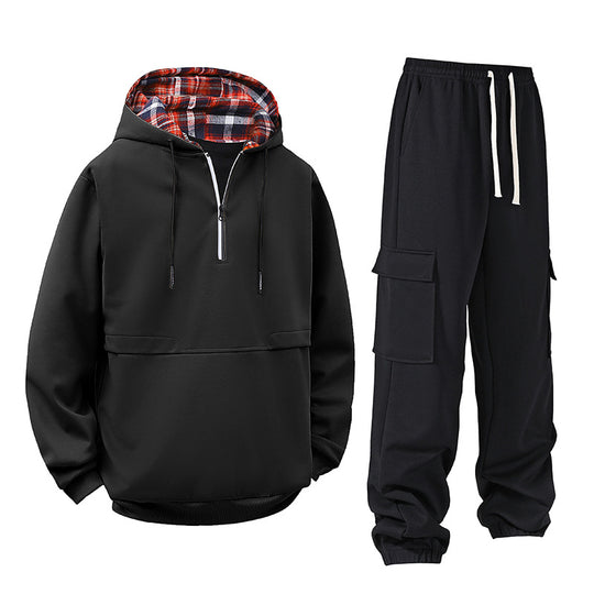 Damen lässiger Hoodie mit Druckknopf und Cargo-Hose EB