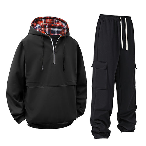 Damen lässiger Hoodie mit Druckknopf und Cargo-Hose EB