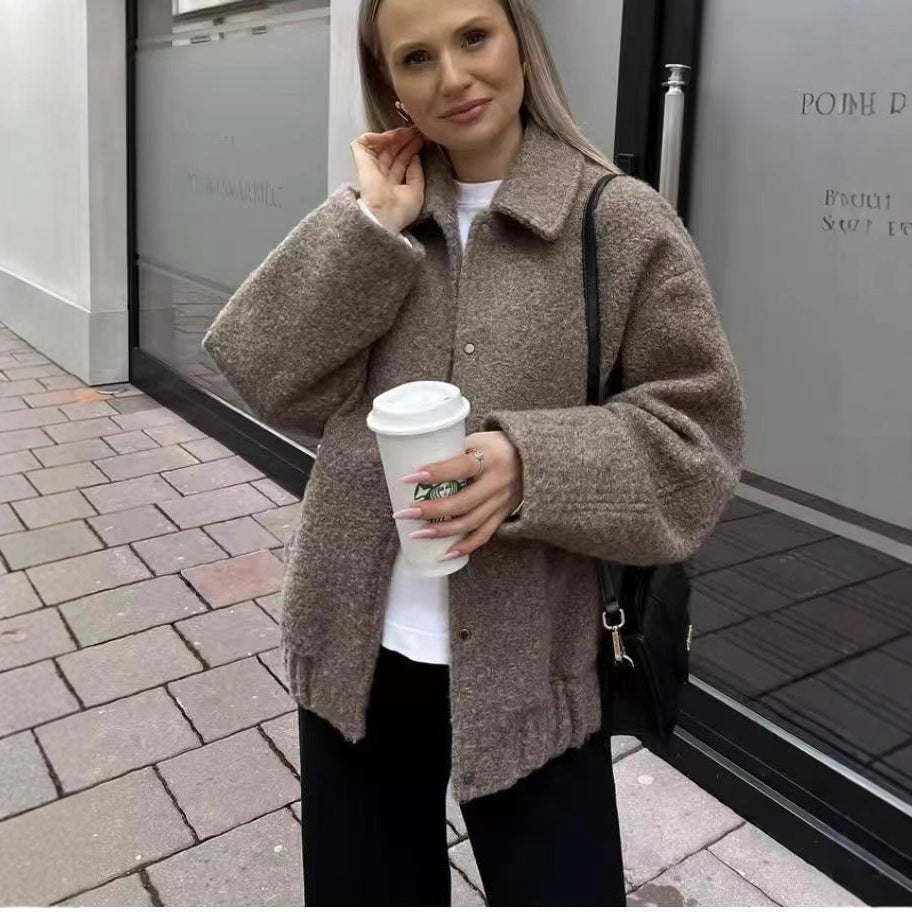 Damen gemütliche Oversized-Jacke aus hochwertigem Teddy-Material EB