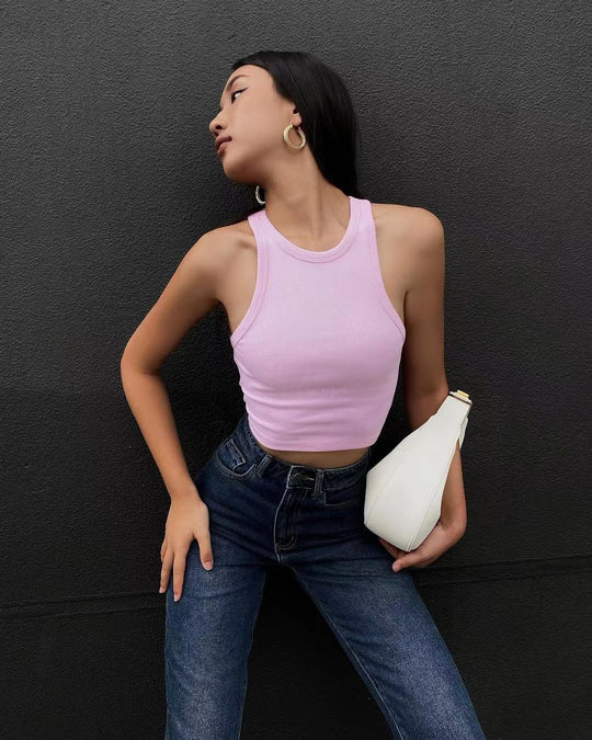 Damen Einfaches und bequemes Tanktop aus hochwertiger Baumwolle EB