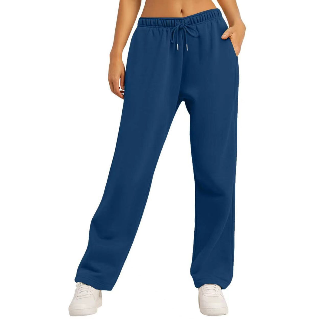 Damen nan weite High‑Waist Loungewear‑Jogginghose mit elastischem Bund Kordelzug und Seitentaschen EB