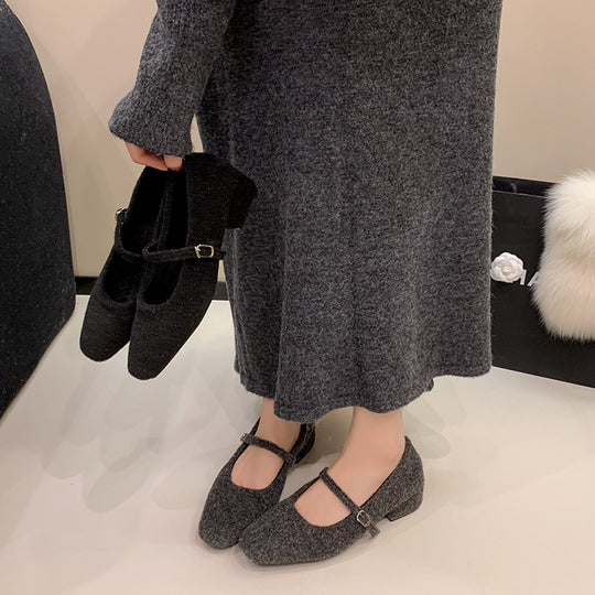 Damen elegante Ballerinas mit verstellbarem Riemen und komfortablem Fußbett EB