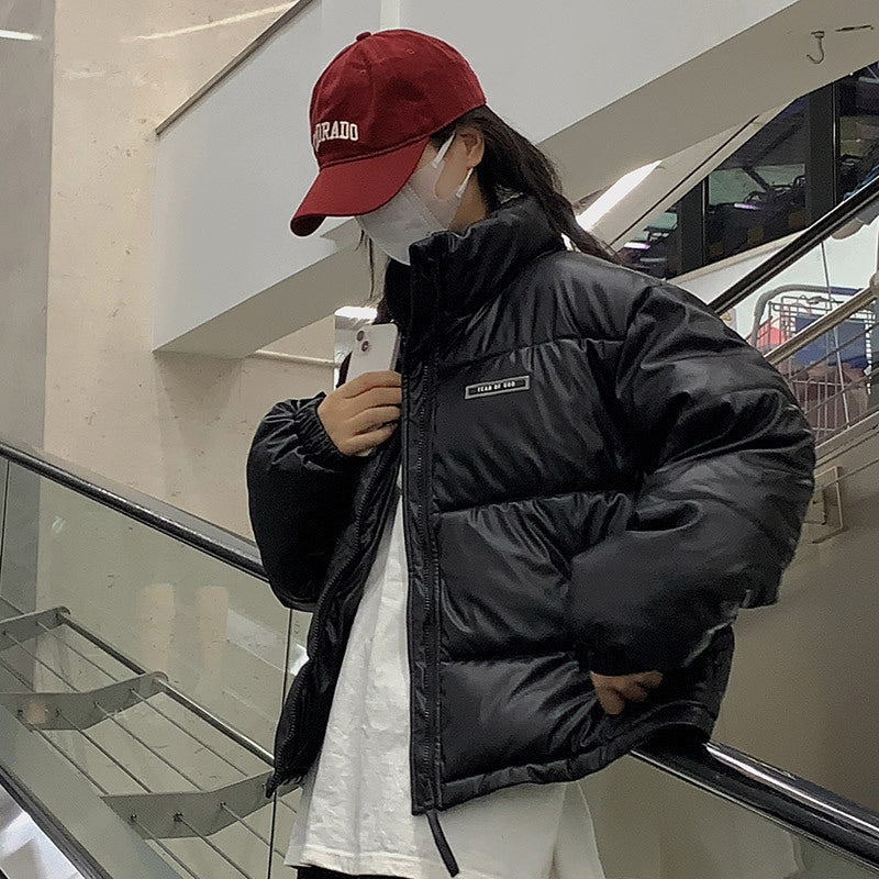 Damen Stylische und ultraleichte Pufferjacke mit hohem Kragen und praktischen Taschen EB