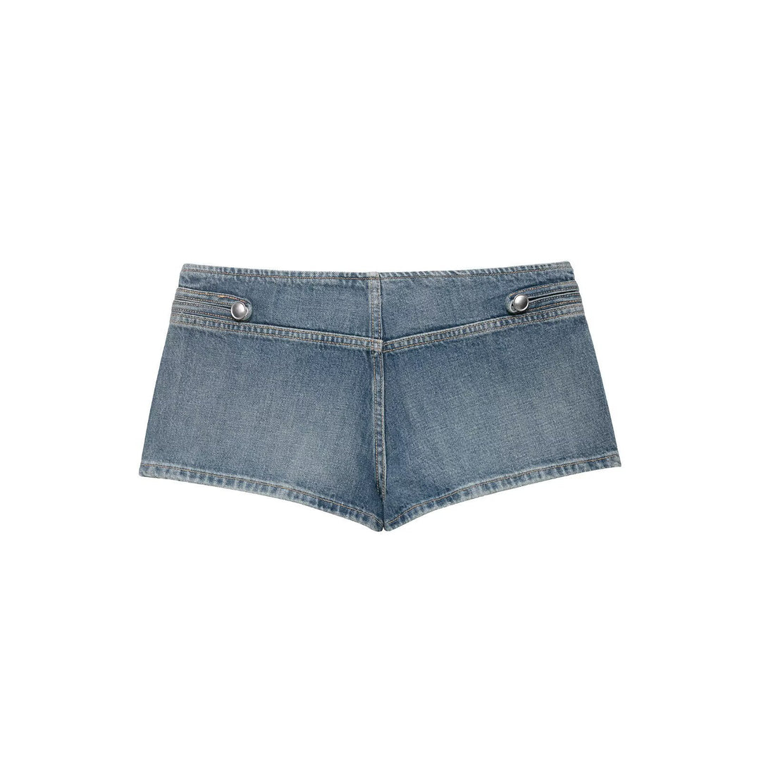 Damen Denim-Shorts mit dekorativen Knöpfen EB