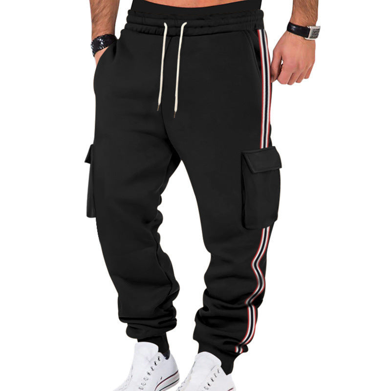 Herren Cargo-Joggerhose mit seitlichen Klapp‑Cargotaschen, Tunnelzug & Rippbündchen EB