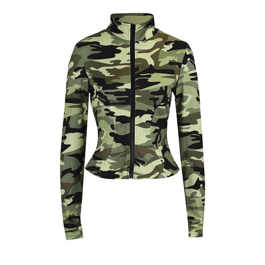 Damen Sportliche Jacke mit hohem Kragen und durchgehendem Reißverschluss EB