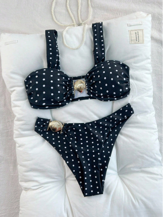 Damen Bandeau-Bikini-Set mit Muschel-Detail EB