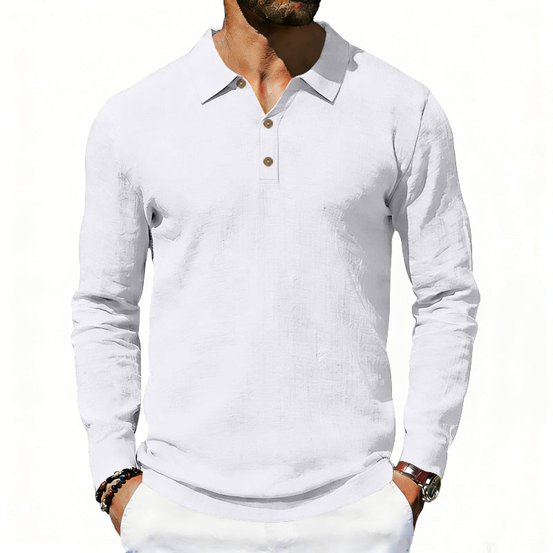 Herren nan Langarm-Poloshirt aus Baumwollgaze mit Hemdkragen, Dreiknopfleiste und entspannter Passform EB