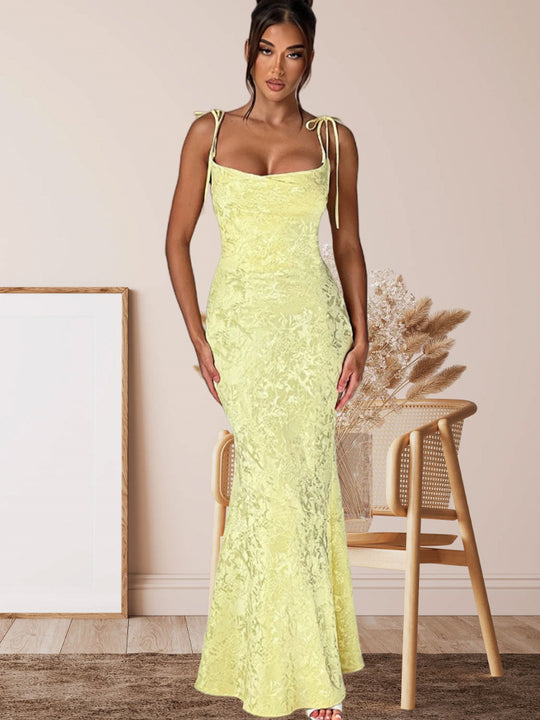 Damen Elegantes Abendkleid mit floralem Muster und verstellbaren Trägern EB