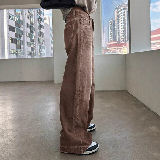 Damen Weit geschnittene Denim-Hose mit hoch tailliertem Design und modischem Schnitt EB