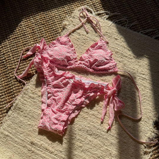 Damen Raffiniertes Triangel-Bikini-Set mit floralen Akzenten EB