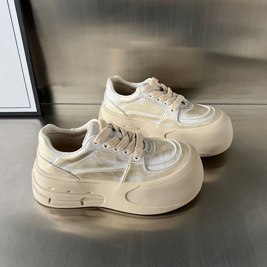 Damen modische Sneakers mit extragroßer Plateausohle und atmungsaktiver Mesh-Oberfläche EB