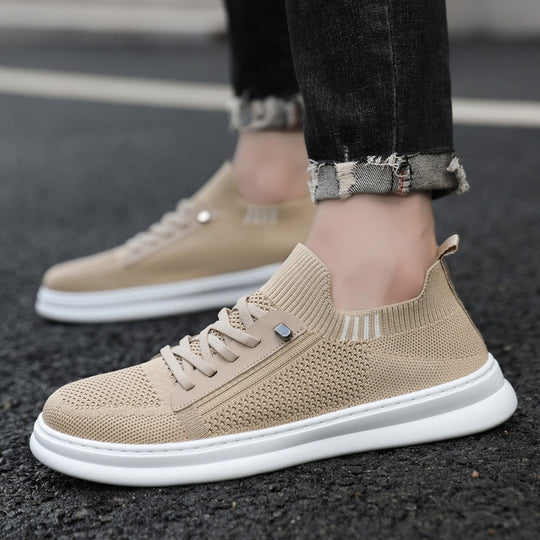 Damen Bequeme und stylische Sneaker mit elastischem Kragen und seitlichem Reißverschluss EB