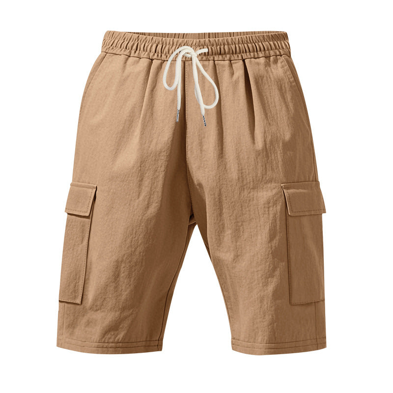 Herren nan Reise- und Outdoor-Bermuda mit elastischem Kordelbund, Sicherheits-Innentasche und aufgesetzten Klappentaschen EB
