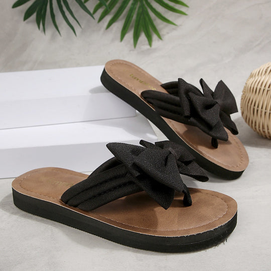 Damen Flip-Flop Sandalen mit dekorativem Schleifen-Design EB