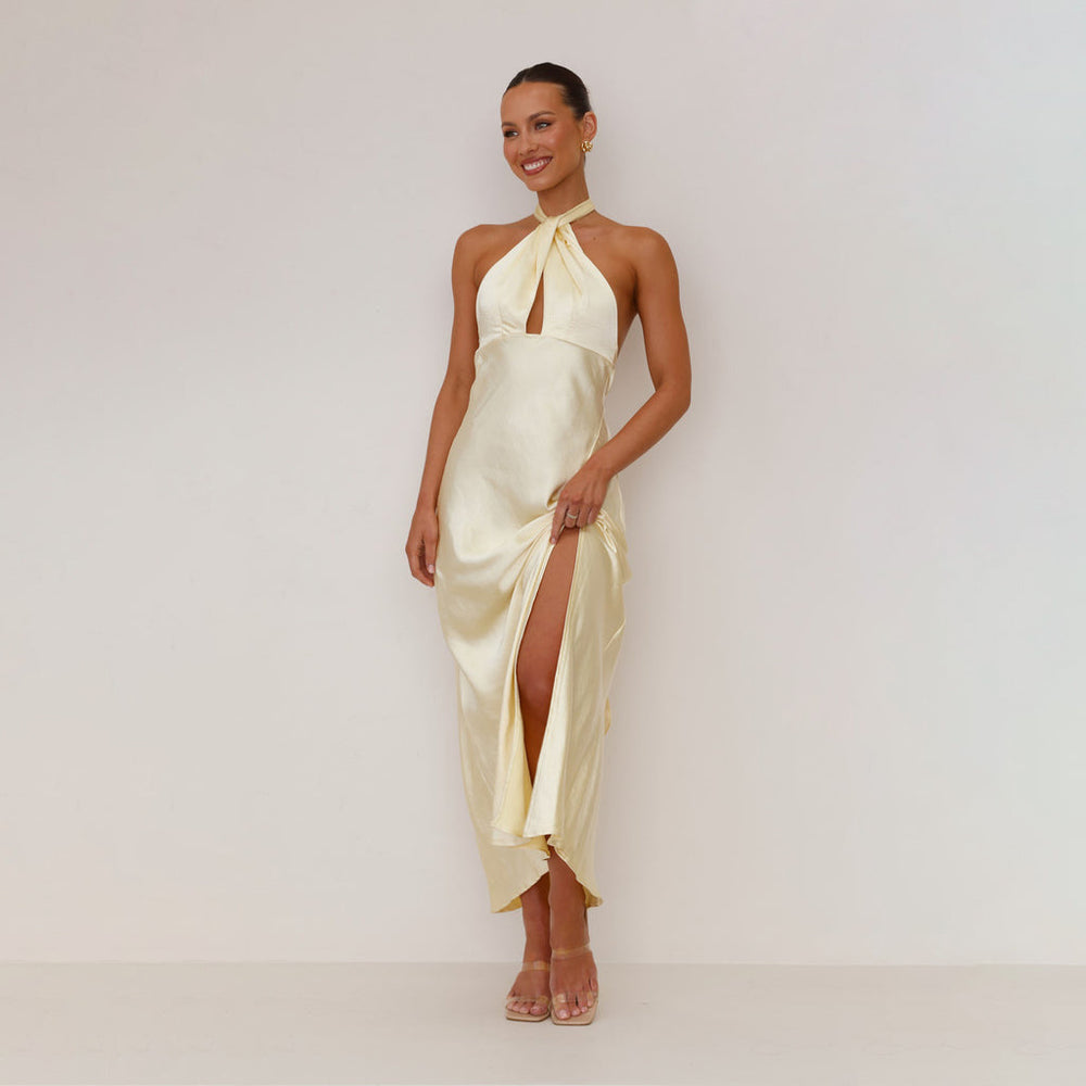 Damen Langkleid mit elegantem Wickeldesign und schickem Schlitz EB