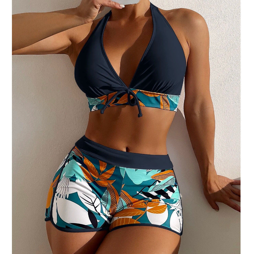 Damen Bikini-Set mit floralem Design und hohem Bund EB